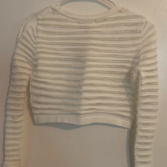 Cream/white crop top. See-through lacing stripes. - Picture 3 of 3